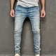 thumbnail image 1 of Pantalones largos para hombre, casuales, de mezclilla, de algodón, rectos, rotos, con agujeros, pantalones largos, pantalones para hombre, 1 of 6