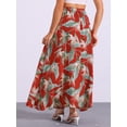 thumbnail image 4 of DARING DIVA Women's Floral Skirt Elastic High Waist A-line Maxi Boho Skirts XS Red, 4 of 6