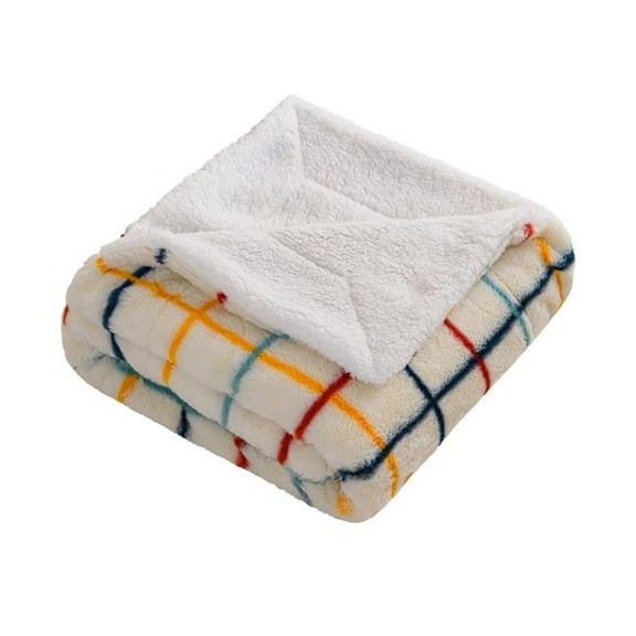 HomeRoots 535297 50 x 60 in. White Yellow & Green Faux Fur Geometric Plush Throw Blanket