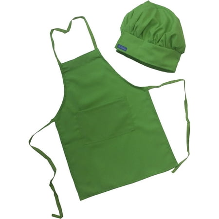 

Children Lime Green Chef Set Apron & Adjustable Hat Real Fabric Lightweight