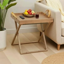 Folding TV Tray Table - Portable Side Tables with Removable Tray for Drink, Snack, Sofa End Table for Small Spaces, Living Room, Bedroom, Outdoor, Stable Stand for Camping, BBQ - Brown