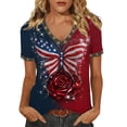 thumbnail image 2 of Conairie Patriotic T Shirts For Women Loose Crew Neck Short Sleeve 4th of July Shirt With Butterfly Print Summer Trendy Casual Tops Red L, 2 of 4