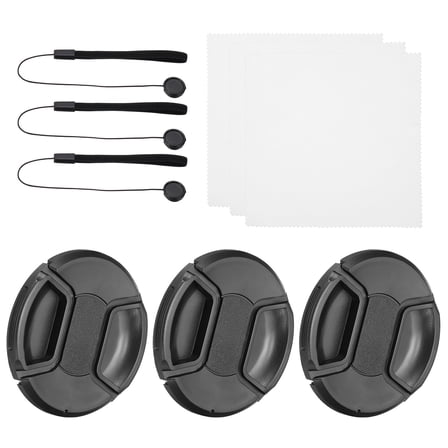 Uxcell 77mm Lens Cap Set, 3Pack Sides Pinch Snap Camera Lens Cover, Black