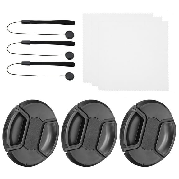 Uxcell 77mm Lens Cap Set, 3Pack Sides Pinch Snap Camera Lens Cover, Black