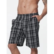 DAKIMOE Mens Sleep Shorts Pajama Shorts Cotton Sleeping Short Pajamas Bottoms for Men Comfy Mens Board Shorts Sleepwear Lounge Bottom, Gray Plaid, M