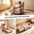 thumbnail image 3 of Centilab Single Folding Sofa Bed Chair with Pillows, 5 Position Adjustable Sleeper Chair Convertible Lounge Sofa with Armrest Floor Seating for Living Room Bedroom, Pink, 3 of 8