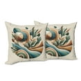 thumbnail image 2 of Ambesonne Monstera Throw Pillow Cover Pack of 2, Sage Love Boho Mid Century, 2 Pcs-24" x 24", Teal Amber Olive Green, 2 of 5