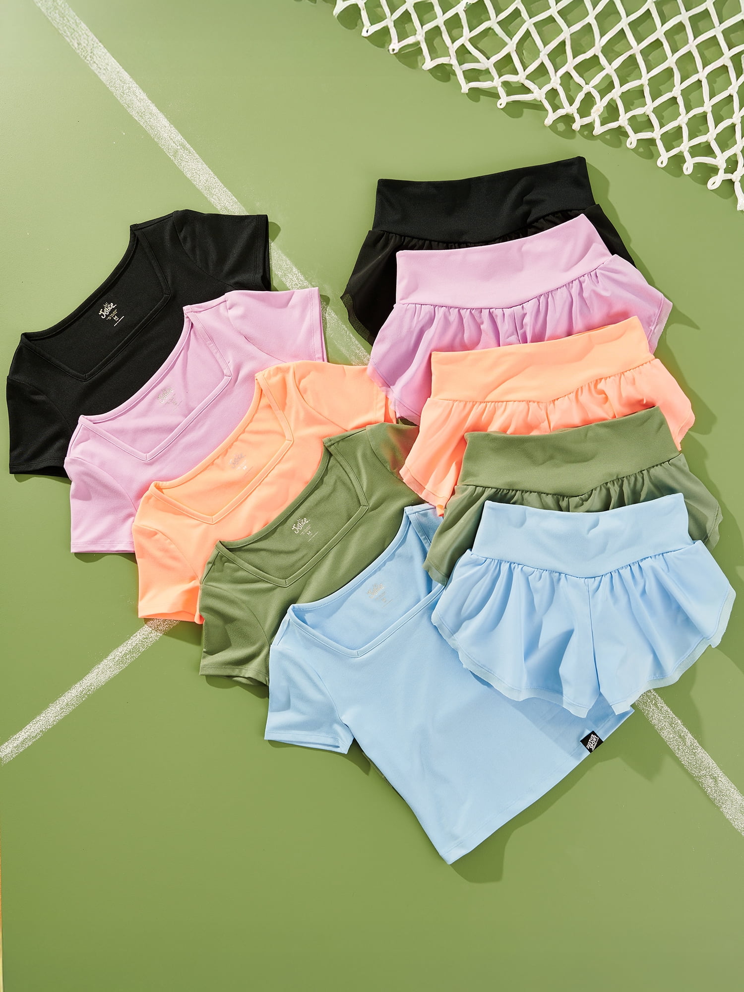 Justice Girls Mesh Hem Tulip Short Set, Sizes XS - XLP