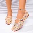 thumbnail image 6 of SuTry Women's Round Toe Mary Jane Flats Floral Embroidery Breathable Mesh Adjustable Buckle Strap Comfortable Cushioned School Office Daily Casual Walking Shoes(39), 6 of 8