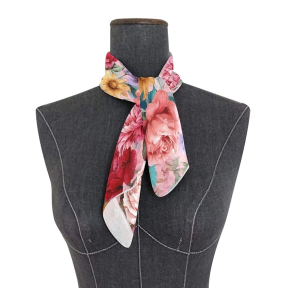Square Scarf 24x24 Inch Fantasy Art Floral Pattern Silky Satin Sun Protection Neck Scarf for Women Multi-Purpose Head Wrap Bandana for Hair Bag Decoration