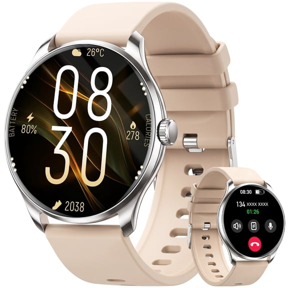 Women Smart Watch, 1.43-inch AMOLED Touchscreen Fitness Tracker Compatible with iPhone & Android,Bluetooth Call Function, IP68 Waterproof Smart Wristwatch, 100 Plus Sports Modes for Daily