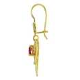 thumbnail image 3 of Wellingsale Ladies 14k Yellow Gold Polished Diamond Cut Red Fancy Heart Dangle Hanging Drop Earrings (21 X 39mm), 3 of 7