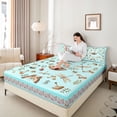 thumbnail image 4 of Homewish 4-Piece Animal Dragonfly Moth Ladybug Botanical Mushroom Chic Floral Flowers Queen Sheet Set for All Ages, Super Cozy Room Decor, 4 of 7