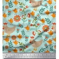 thumbnail image 1 of Soimoi Modal Satin Fabric Leaves,Cock & Chick Cartoon Decor Fabric Printed Yard 42 Inch Wide, 1 of 3