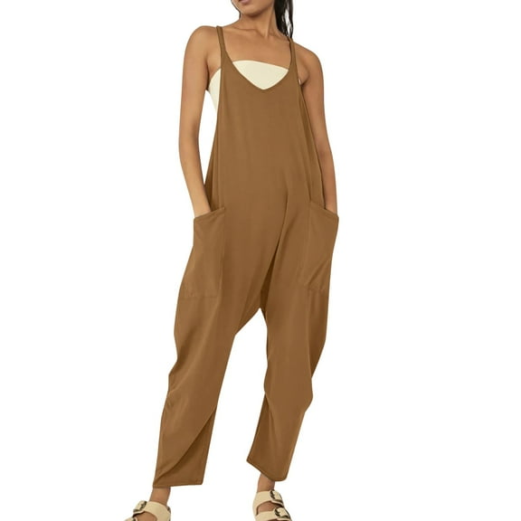 Women's Square Neck Sleeveless Yoga Jumpsuit Strap Training Workout Athletic Comfortable Stretchy Casual Fashion Outfit