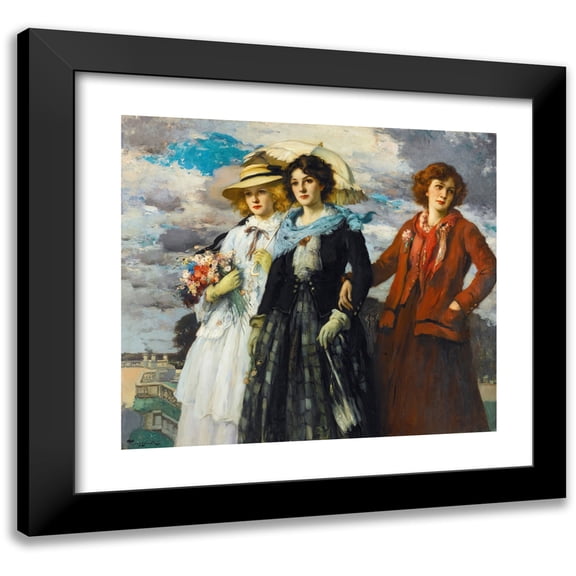 Fernand Toussaint 13x12 Black Modern Framed Museum Art Print Titled - The Three Walkers