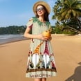thumbnail image 4 of Susaid Christmas Card With Gnomes Pattern Women's Casual Floral Print Crewneck Short Sleeve A Line Boho Maxi Dress, 4 of 6