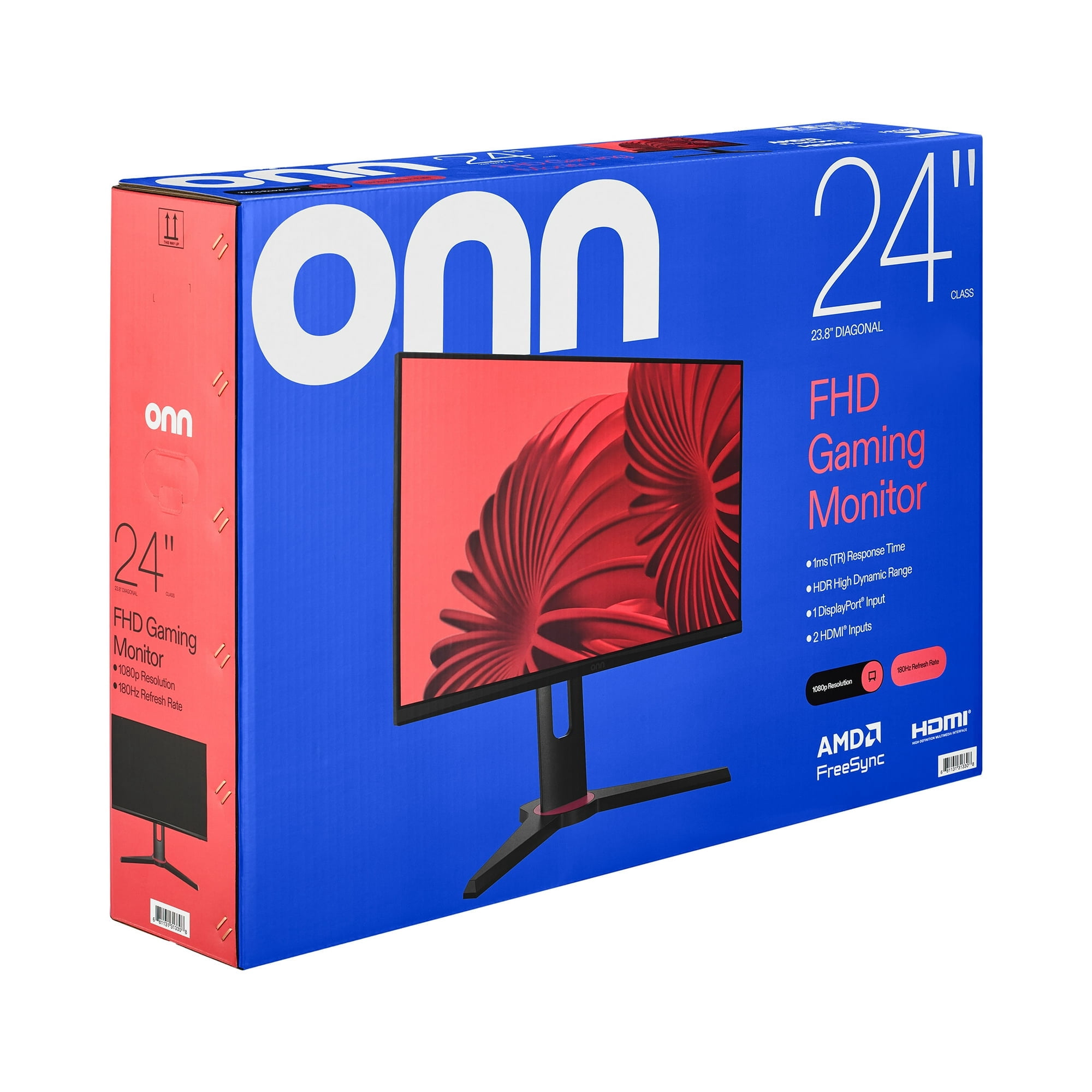 onn 24" FHD (1920 x 1080p) 240hz 1ms Gaming Monitor with HDMI and DP Cables, Black