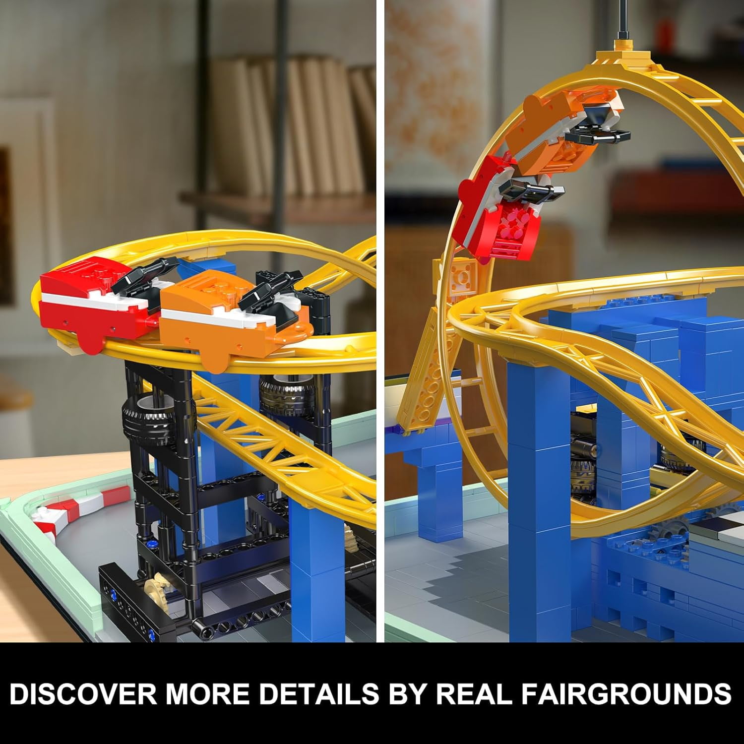 Roller Coaster Building Set, Large Amusement Park Coaster Model Kit with Motors, Whirlwind Coaster Creative Gift for Adults, STEM(1707 PCS)