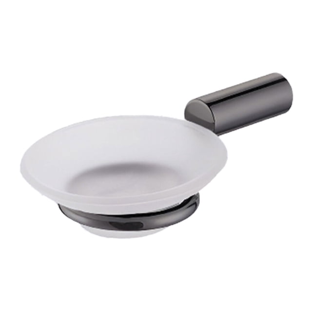 Jabonera De Baño Pavonado Mate Acero Inoxidable Redonda Gris Oscuro
