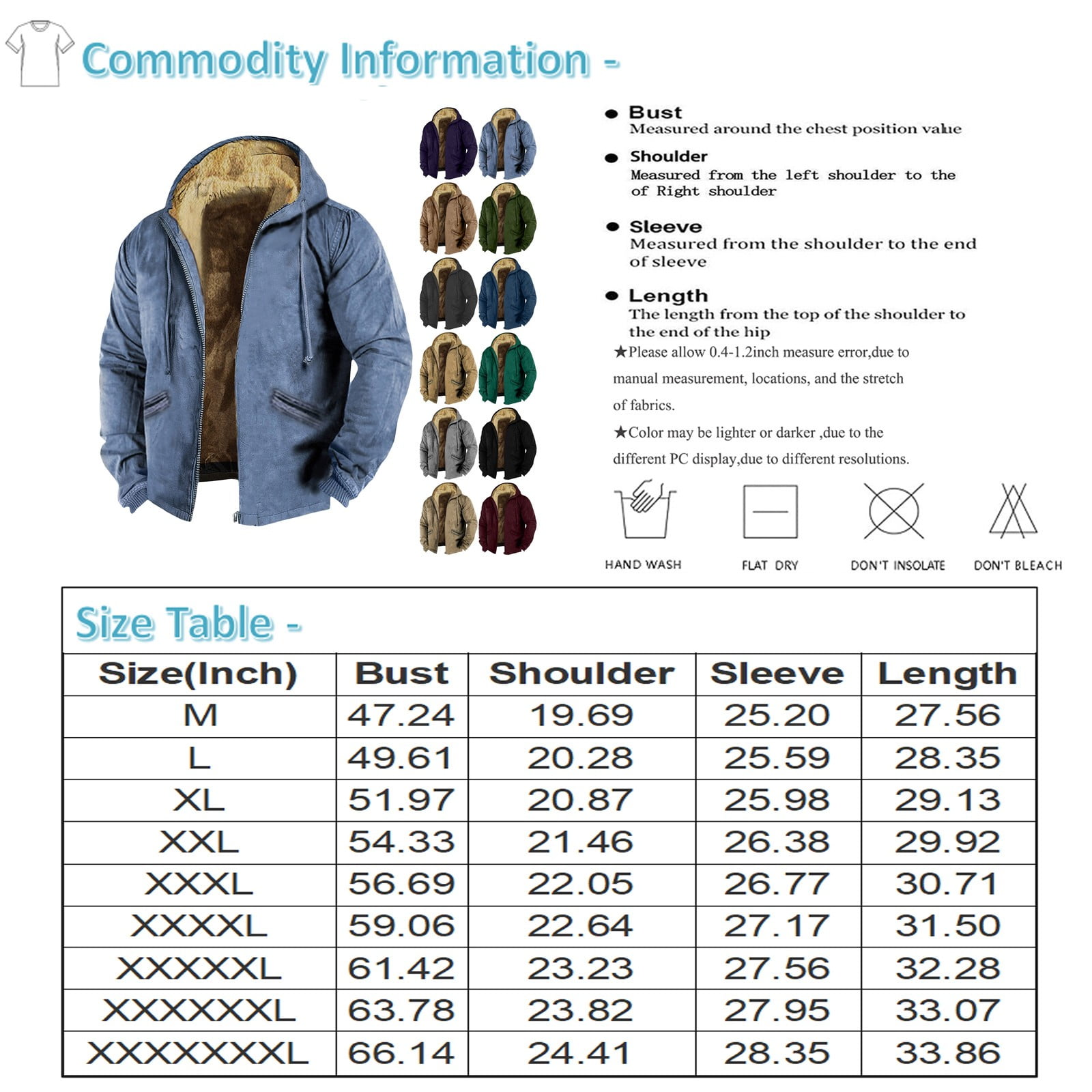 Nokdvo Men's Jackets Winter Sherpa Full Zip Hoodie Big and Tall Long Sleeve Flannel Jackets Fashion Hooded Drastring Coats with Pockets Black 4XL