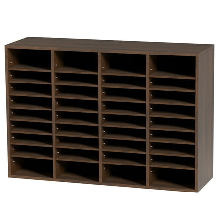 KFFKFF Wood Literature Organizer Adjustable File Sorter 36 Compartments Brown