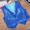 thumbnail image 5 of JanJean Kids Boys Glittery Sequined Vest Waistcoat Hip-hop Choir Jazz Dance Stage Performance Coat Jacket Blue 7-8, 5 of 7