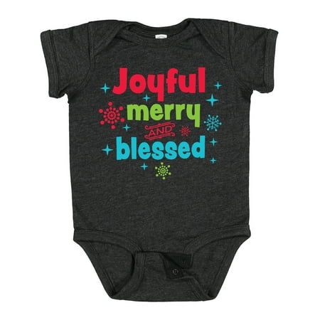 

Inktastic Christmas Joyful Merry and Blessed with Snowflakes Gift Baby Boy or Baby Girl Bodysuit