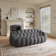 99 Bubble Couch Modern, Oversized Curved Couches, Lazy Floor Sofa, Dark Gray Bubble Couch,Modern Upholstered Comfy Mesh Fabric 3D Honeycomb Shape Couches for Living Room,Office,Apartment,3-Seater