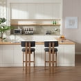 thumbnail image 2 of Guyou Modern Bar Stools Set of 2, 30 Inch Counter Height Bar Stools with Curved Backrest, Linen Upholstered Counter Stools, Wooden Kitchen Island Chairs for Kitchen Bar Cafe, Charcoal, 2 of 10