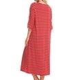 thumbnail image 3 of Hanerdun Women Zipper Nightgown Female 3/4 Sleeve Striped Robe with Pocket Red L, 3 of 6
