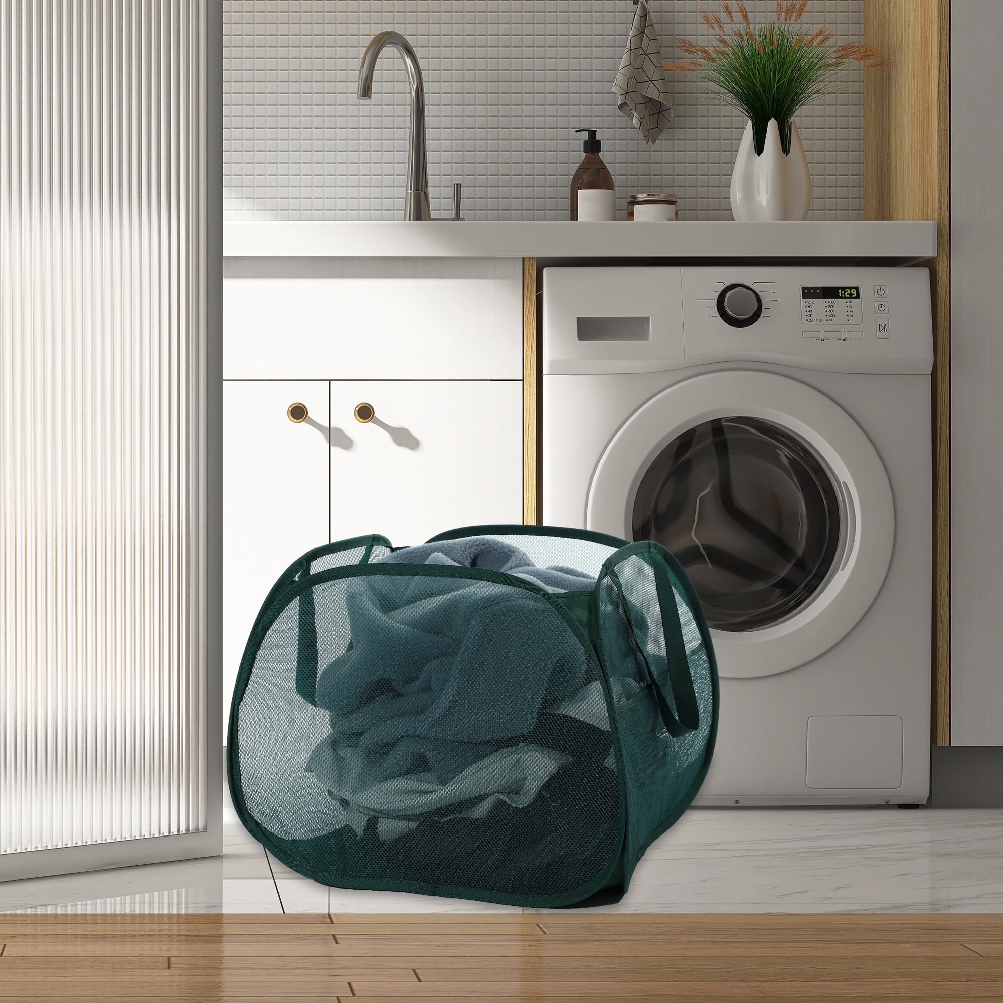 Unique Bargains Hamper Basket for Bathroom 1 Pc Green