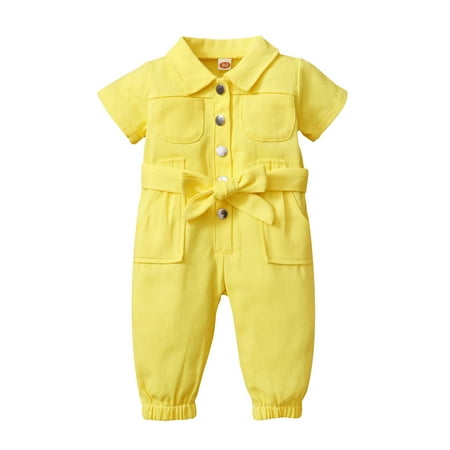 

Sleeve Jumpsuit Short Girls Clothes Toddler Solid Pockets Romper Baby Girls Romper Jumpsuit Bodysuit For Baby Girl