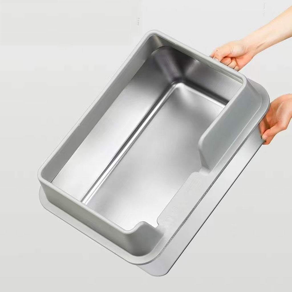 KUNWU Stainless Steel Cat Litter Box 20"x 14"x 8" with Enclosure Lid, Easy Clean, Never Absorbs Odor, Semi-closed Cat Litter Box with Scoop, Santas Gray