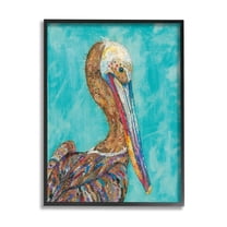 Stupell Industries Beautiful Pelican Bird Vivid Collaged Patterns Design Painting Black Framed Art Print Wall Art, Design by Lisa Morales