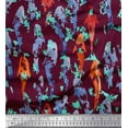 thumbnail image 1 of Soimoi Purple Moss Georgette Fabric Fish Ocean Print Fabric by Yard 42 Inch Wide, 1 of 2