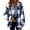 Blue, variant on Women Winter Warm Fleece Plaids Shacket Jackets Lapel Collar Loose Trench Coat