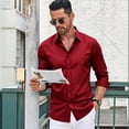 thumbnail image 5 of Satingcolo Mens Dress Shirts Long Sleeve Button Down Shirt Stretch Wrinkle Free Untucked Shirts for Men Business Casual,Wine M, 5 of 6