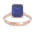 thumbnail image 2 of Diamond-Capitals 2.50 Ct Charming Emerald Cut Blue Sapphire Gemstone Wedding Ring for her 18K Rose Gold Size 4, 2 of 8