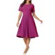 thumbnail image 1 of Vestido plisado A-Line de manga corta para mujer INSPIRE CHIC, vestido midi para el trabajo, 2XL, rosa intenso, 1 of 4