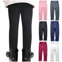 Leggings for Girls Fleece Lined Elastic Waist Basic Full Length Tights Pants Kids Solid Color Slim Fit Soft Thick Warm Pant 2025 Winter Trousers,Sizes 2-11