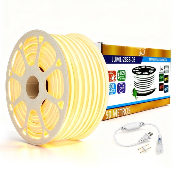 JWJ Tira LED 50 m, Luces Led Cálida IP65 Impermeable, Tira Recortable y Flexible para Espejo, Cocina, Gabinetes y Iluminación DIY de Hogar y Oficina