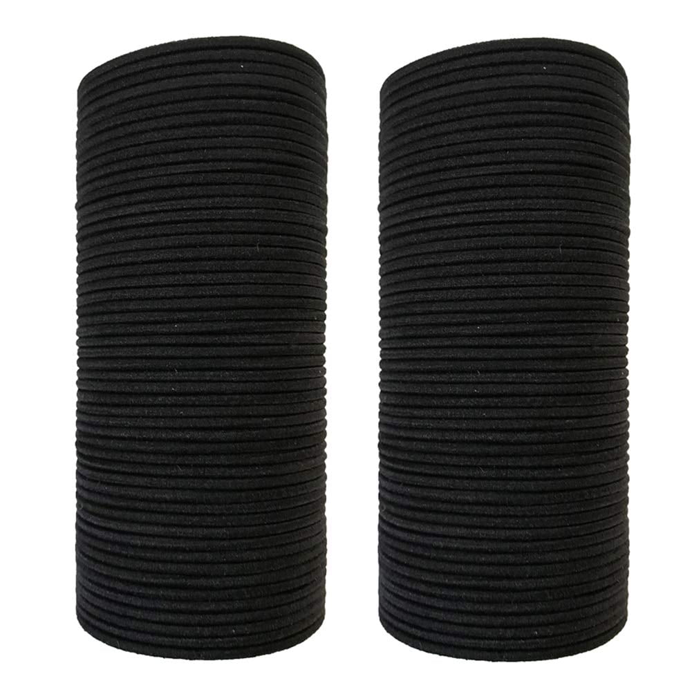 Hair Ties 100 Pcs 2mm Black Rubber Hair Bands for Ponytail (Colors