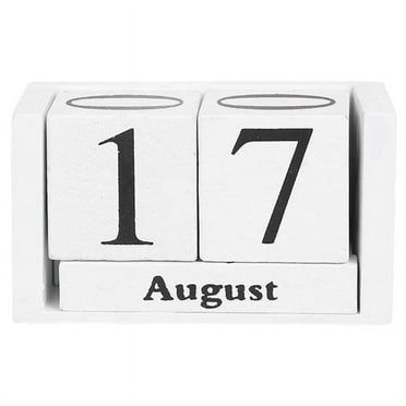 Vintage Wood Perpetual Calendar Shabby Chic Blocks Desktop Calendar Rustic Wooden Squares Calendar Home Office White