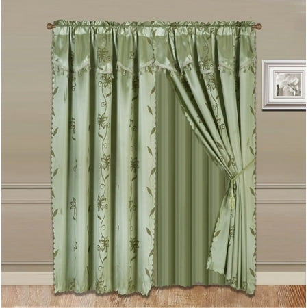 8 Piece Sage Green Nada Luxury Faux Jacquard Floral Design Panel