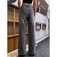 thumbnail image 2 of Women's Low Rise Flare Jeans Washed Gray Denim Pants with Front Pockets, 2 of 7