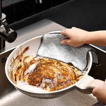 3pcs Multipurpose Cleaning Cloths, Double-Sided Mesh Stainless Steel Dishwashing Rags, Non-Scratch Durable Washable Reusable, Wet Dry Use for Kitchen