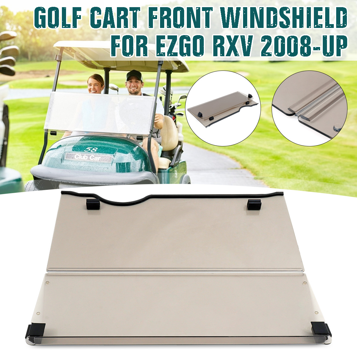 Tinted Front Windshield Folding Style Golf Cart Part For EZGO RXV 2008