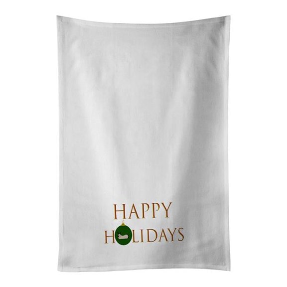 Carolines Treasures CK9521WTKT 28 x 19 in. Unisex Rabbits-California White Rabbit Happy Holidays White Dish Towels Kitchen Towel - Set of 2