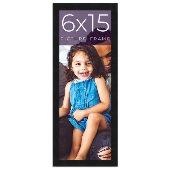 6x15 Frame Black Real Wood Picture Frame Width 0.75 inches | Interior Frame Depth 0.5 inches | Noir